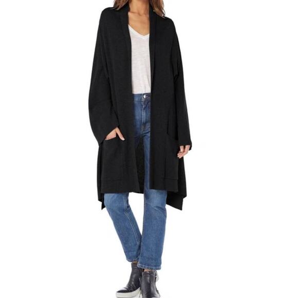 Michael Stars Shawl Collar Oversized Lagonlook Boxy Cardigan Women XS  Black - Picture 7 of 8